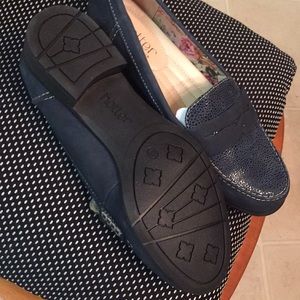 Hotter faux leather navy blue penny loafers